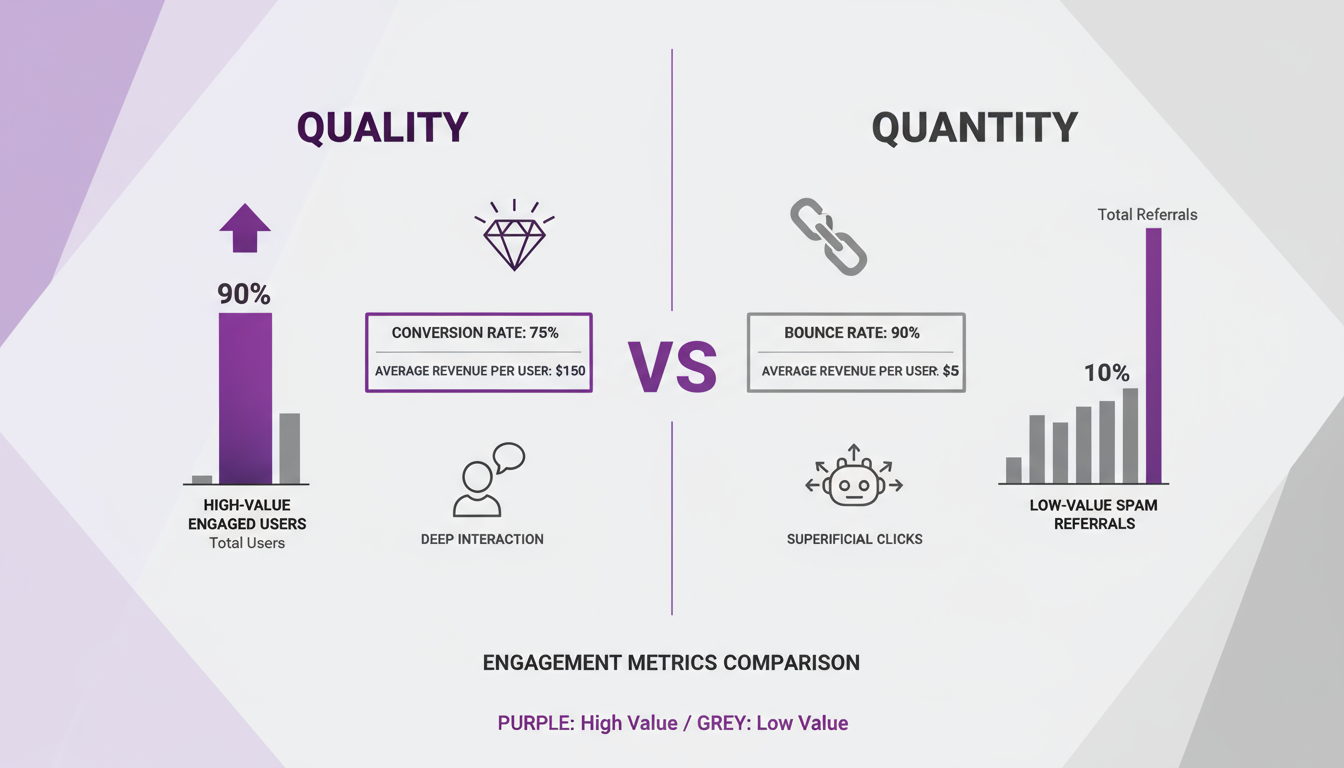 Quality versus quantity in referral growth
